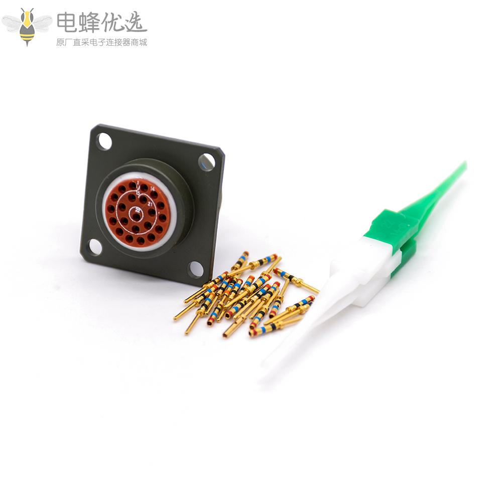 D38999卡口式连接器22芯N键位12号壳体针式方形法兰插座