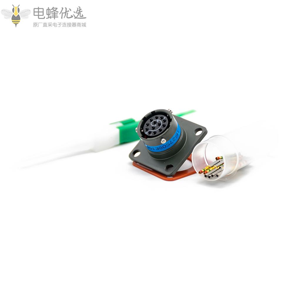 D38999卡口式连接器N键位10号壳体13芯孔式方形法兰插座