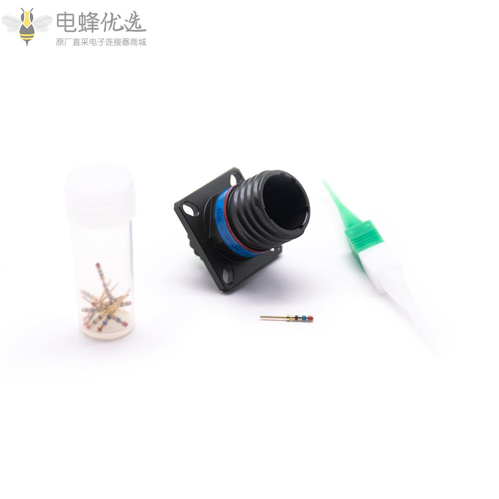 D38999插座13芯N键位11号壳体方形法兰带针公座