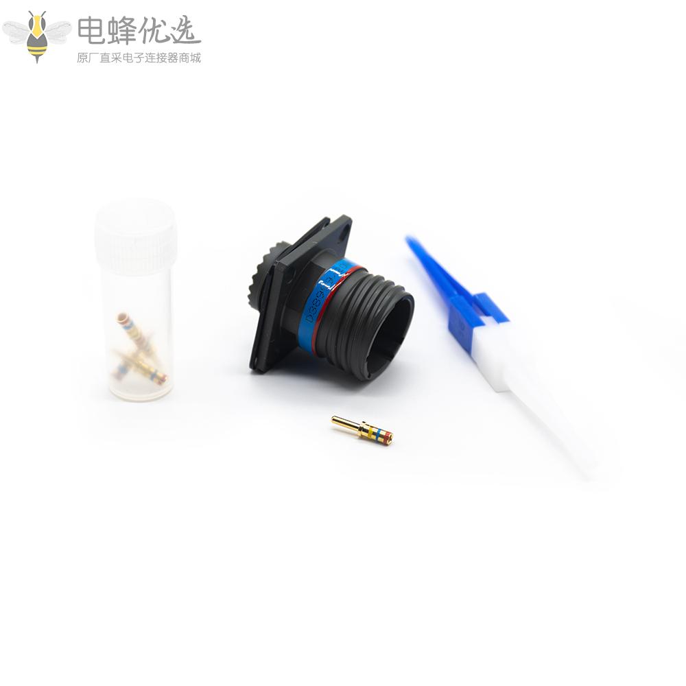 D38999连接器方形法兰4芯N键位13号壳体带针公座
