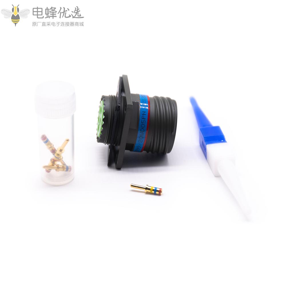 D38999连接器15号壳体方形法兰5芯带针公座N键位