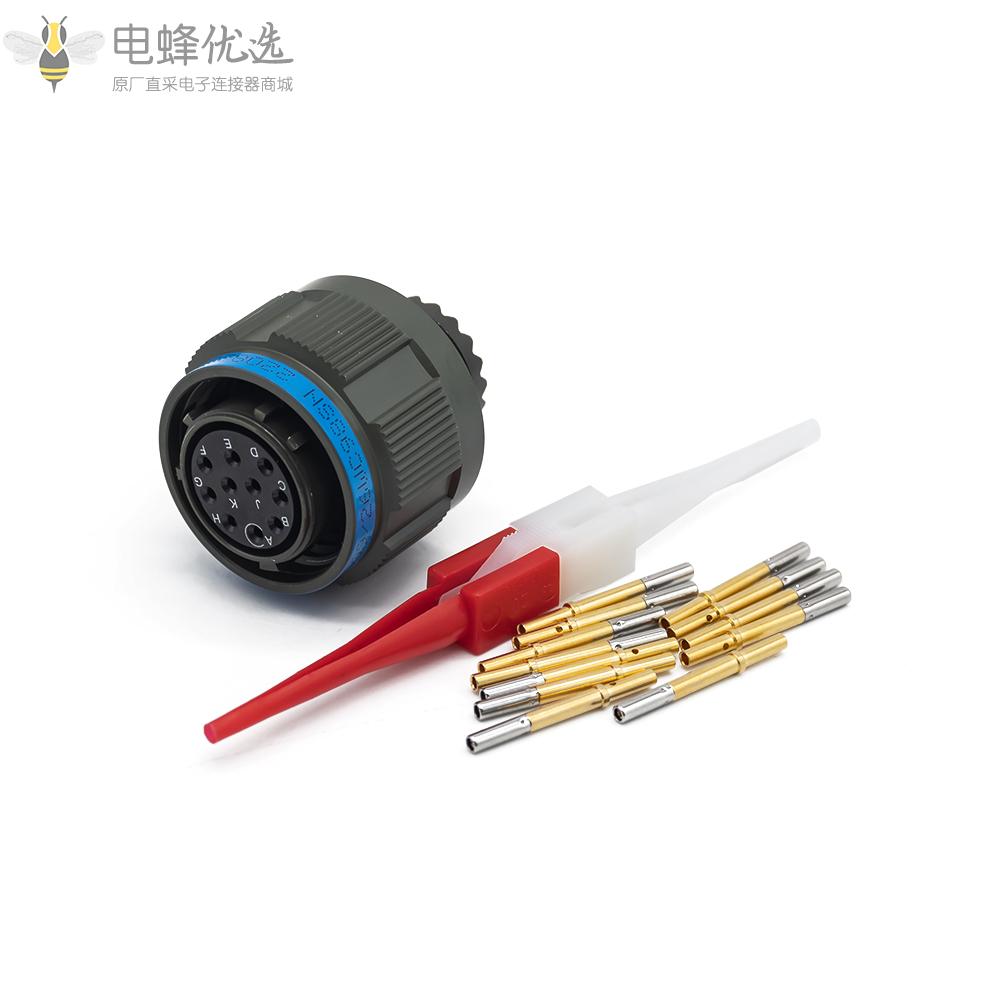 D38999连接器13号壳体10芯N键位带孔母插头