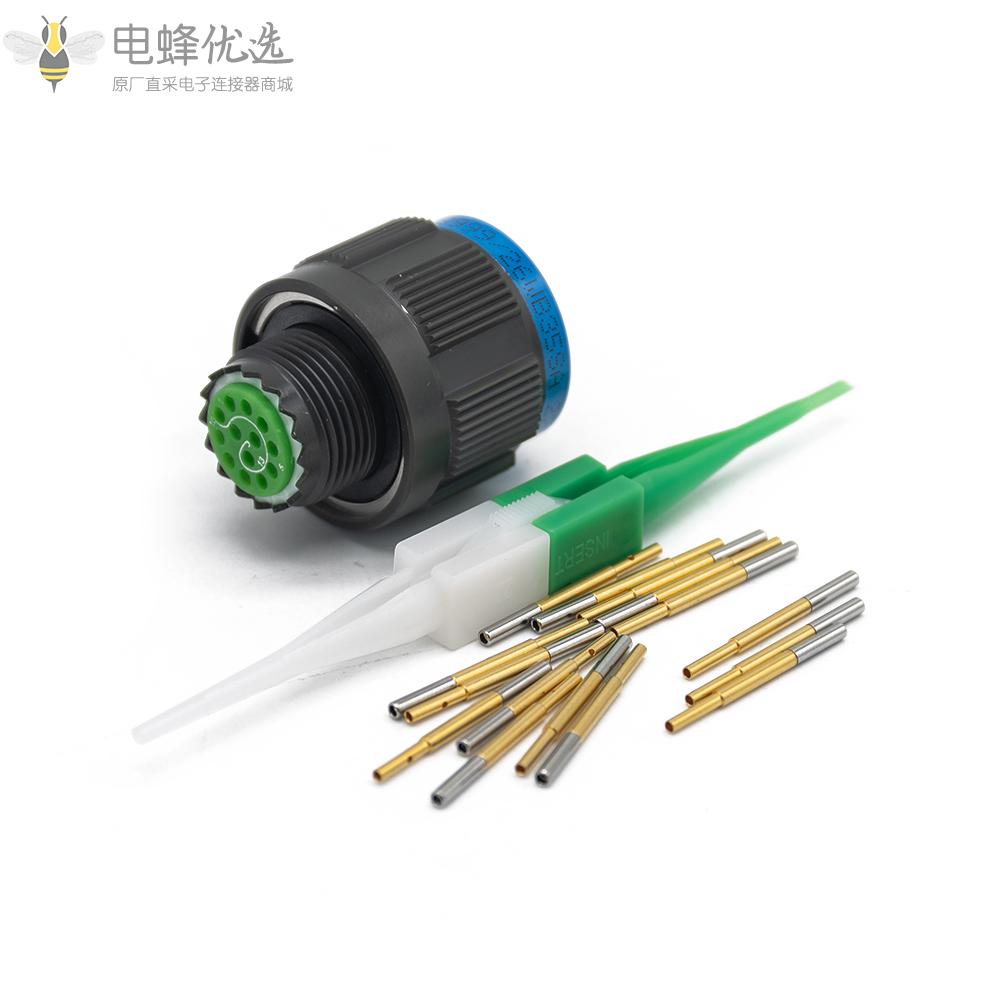 D38999连接器A键位11号壳体13芯带孔母插头