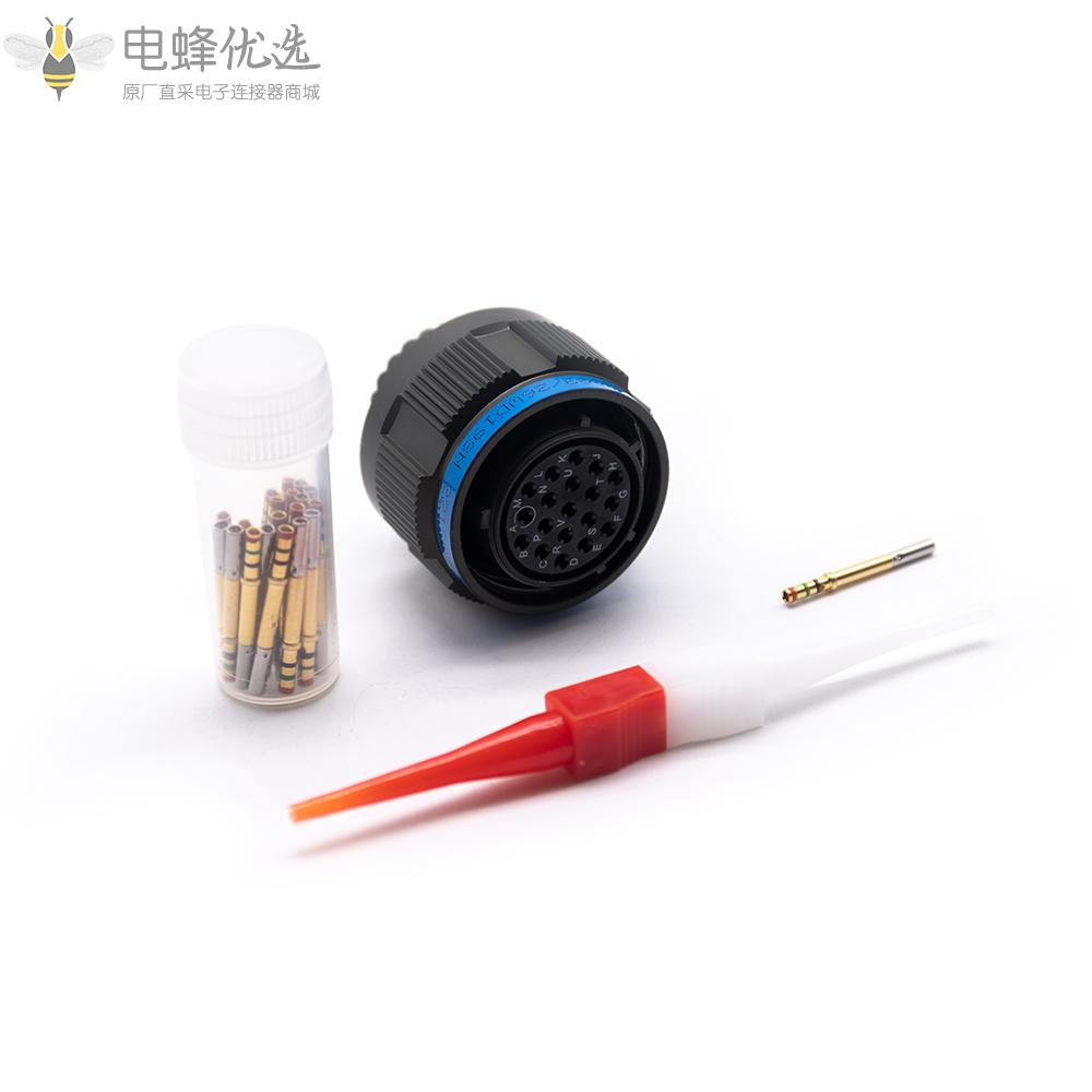 D38999工防连接器15号壳体19芯带孔N键位母插头