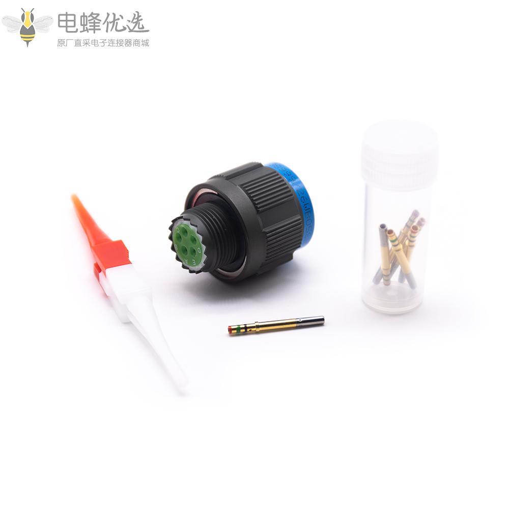 D38999连接器N键位11号壳体5芯电缆带孔母插头