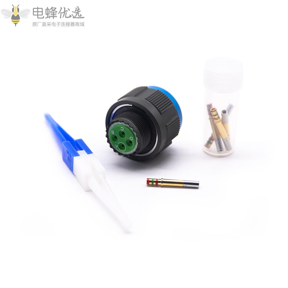 D38999连接器N键位13号壳体4芯带孔母插头