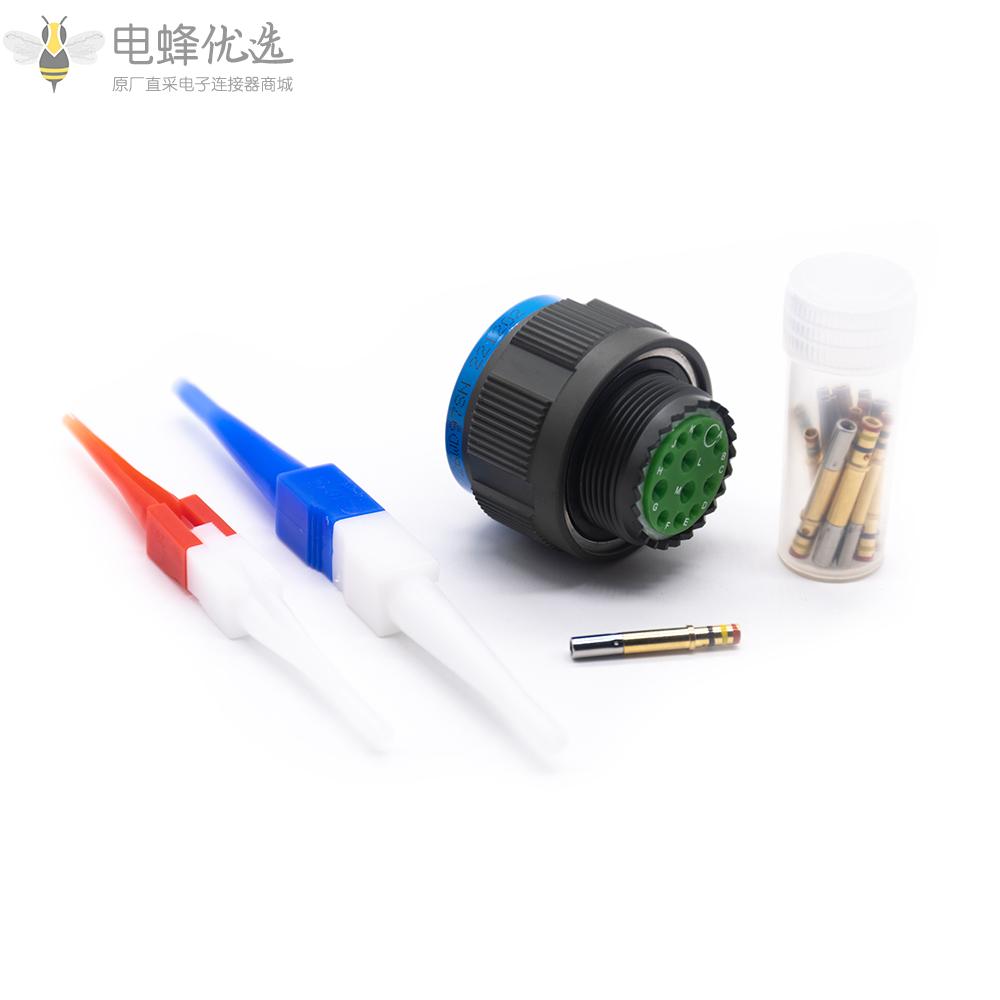 D38999连接器15号壳体12芯带孔母插头N键位