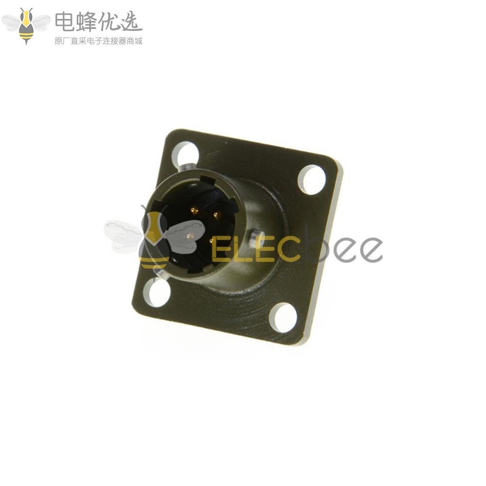 26482卡口式连接器面板安装4芯针式方形法兰插座8号壳体