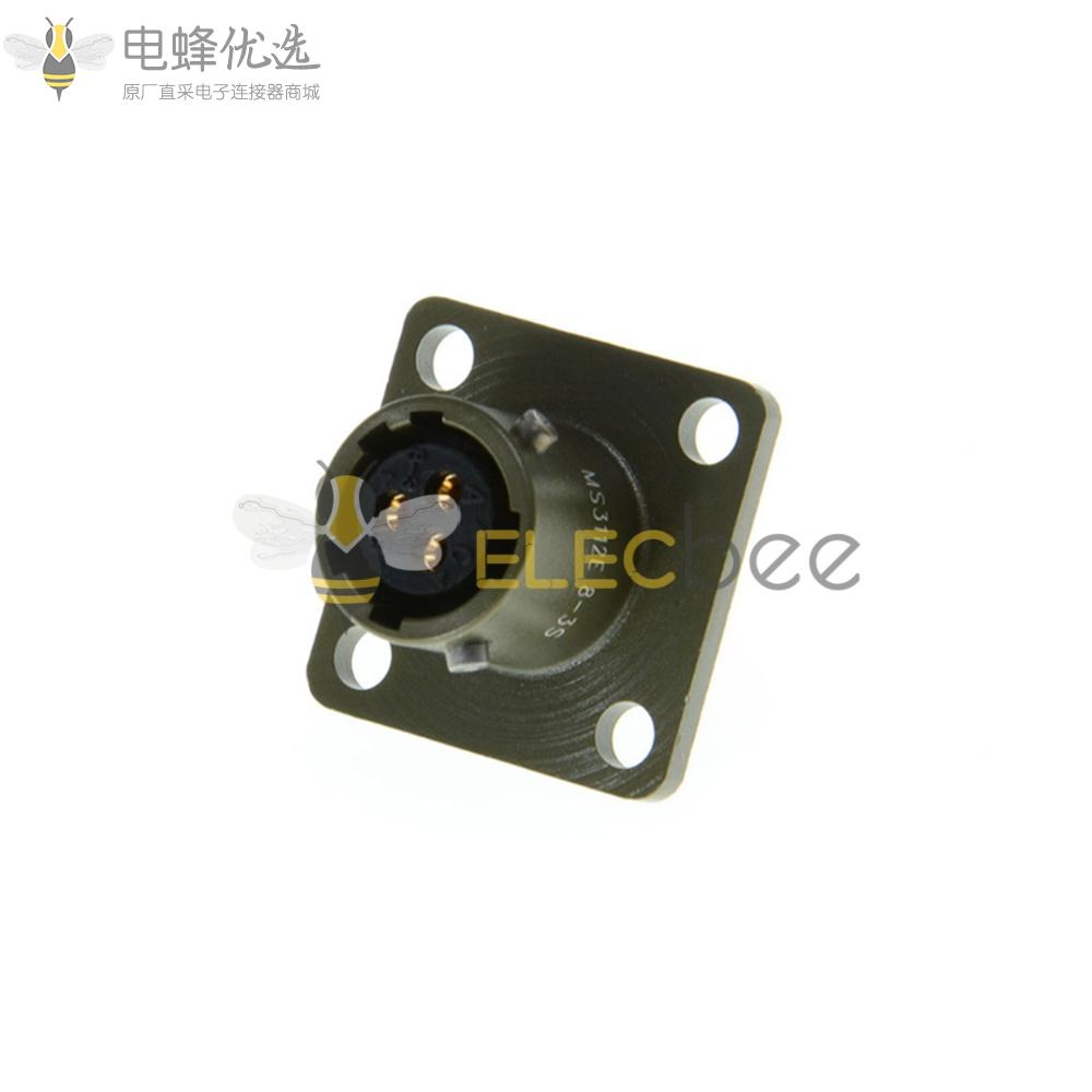 26482卡口式连接器8号壳体3芯孔式方形法兰插座面板安装