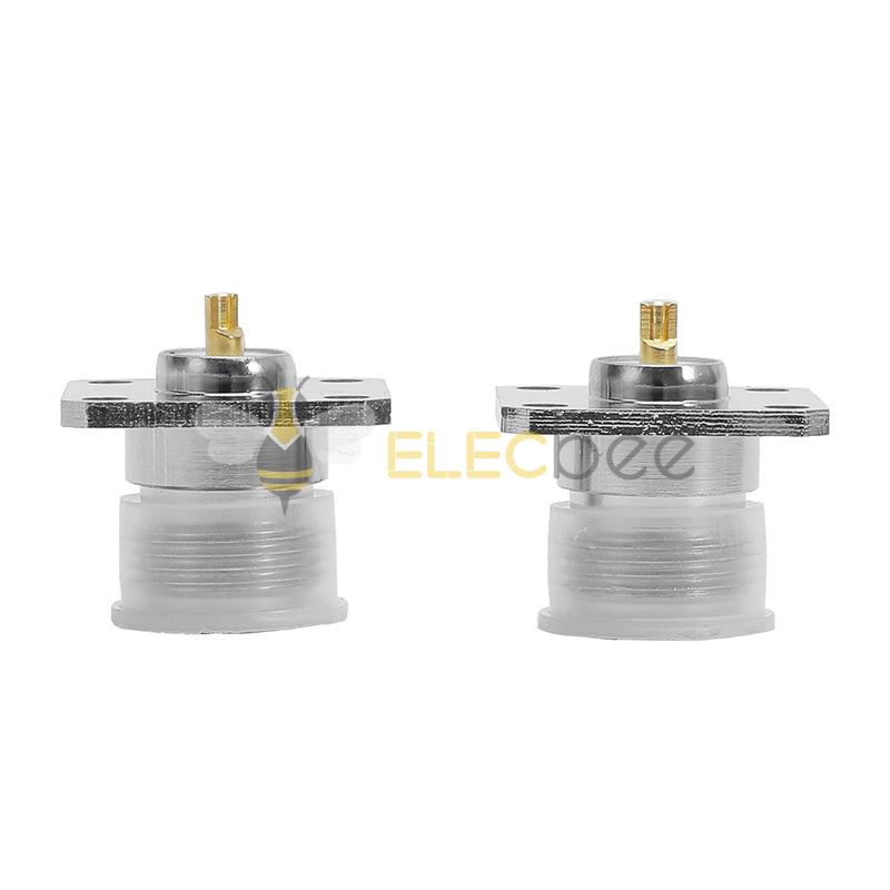 N-KFD全铜镀镍 射频同轴连接器 N型母头母头带四孔方板法兰焊接头