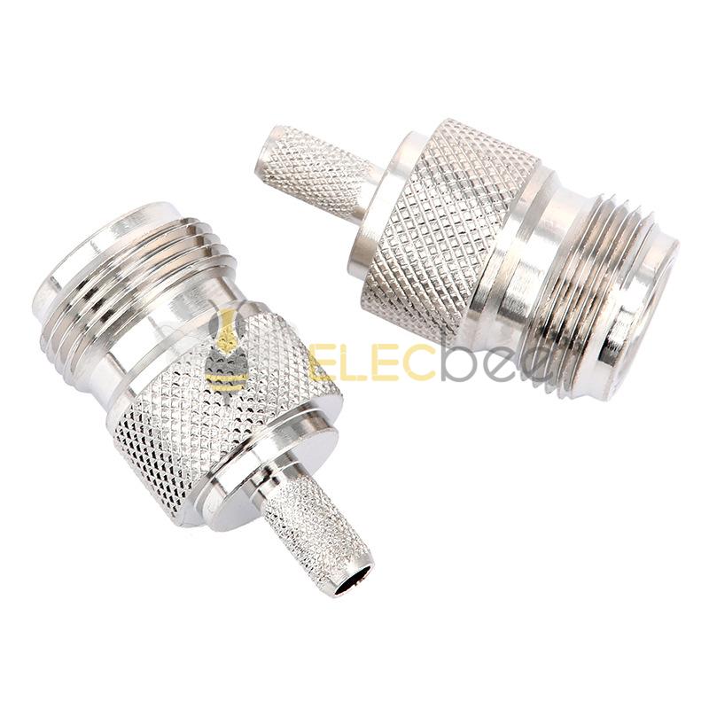 N-K-3射频连接器母头外螺内孔 压接 可接50-3线 RG142线 全铜镀镍