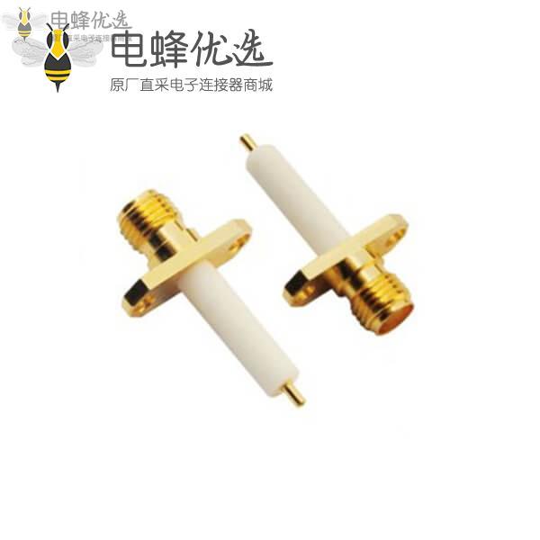 sma系列射频同轴连接器2孔法兰直式母头面板安装