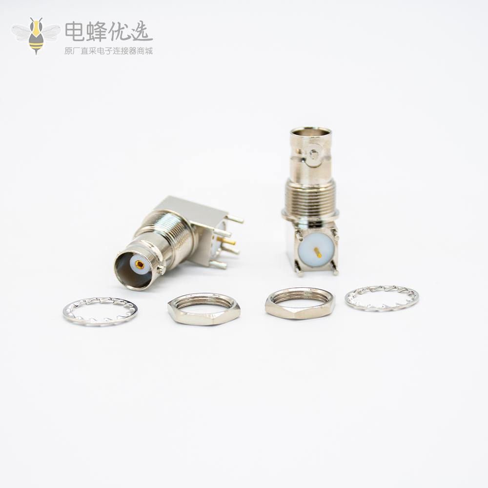 BNC方头5引脚锌合金弯式同轴射频连接器PCB