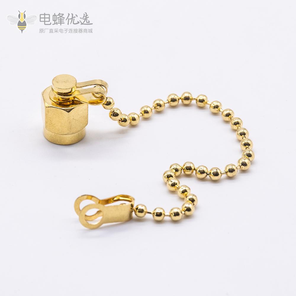 SMA公头镀金防尘盖带钢链