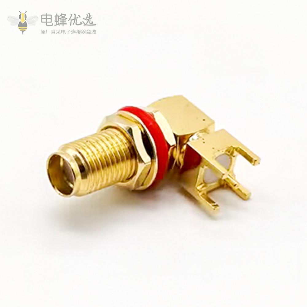 SMA连接器防水母头PCB安装弯插前锁穿墙