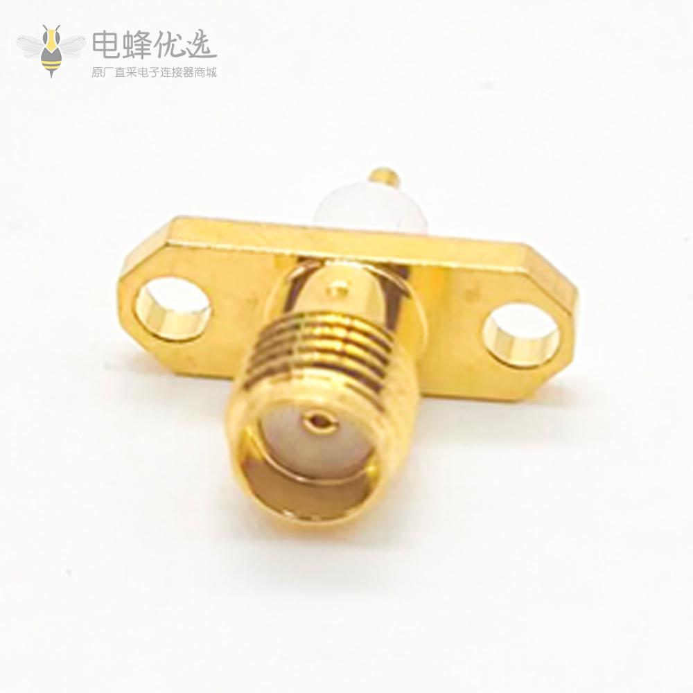 面板SMA PCB安装连接器2孔法兰母头直式焊板
