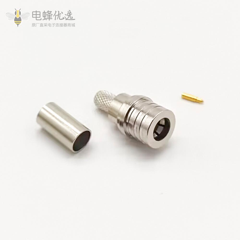 QMA焊接端接50&Omega;电缆安装连接器插头压接接线RG58 C/U