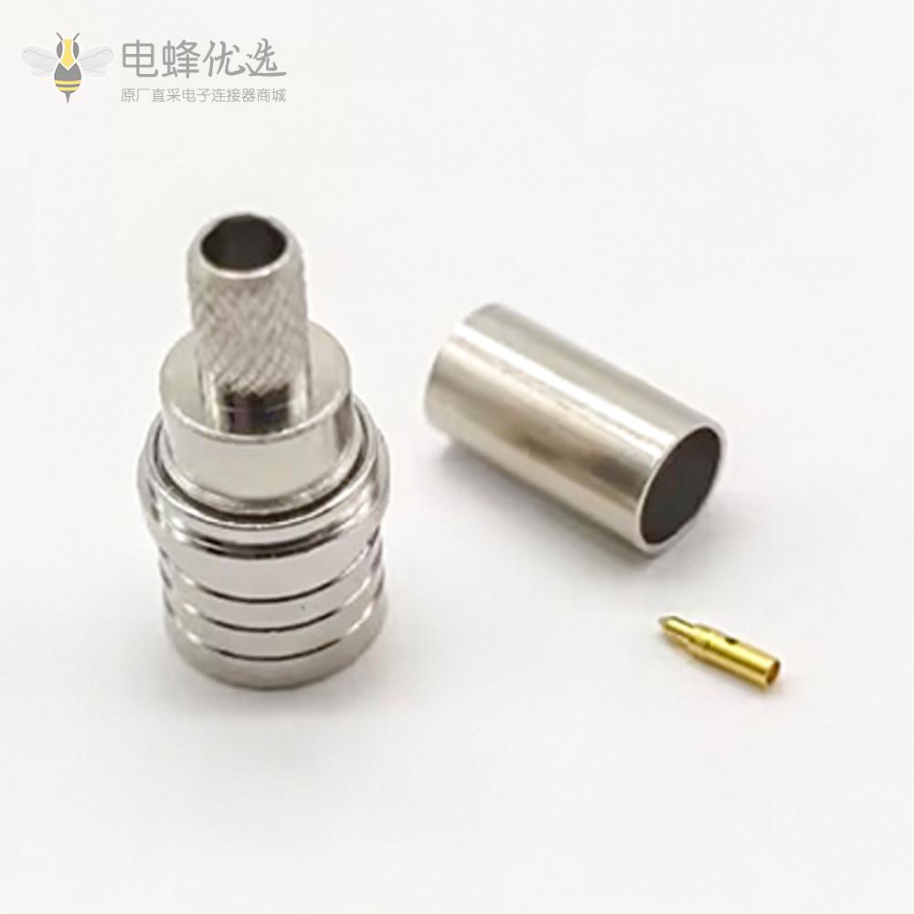 QMA焊接端接50&Omega;电缆安装连接器插头压接接线RG58 C/U