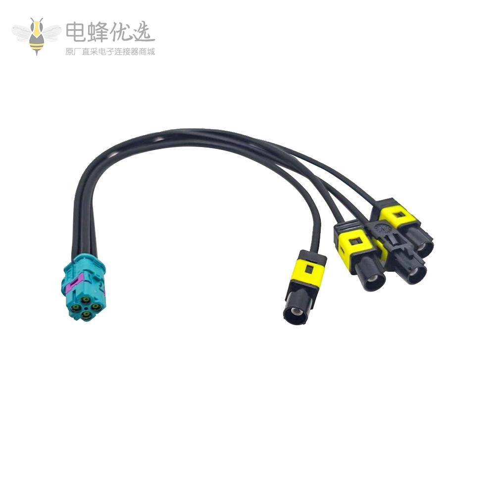 Fakra连接线电动公母4针同轴连接器汽车电缆线长20CM