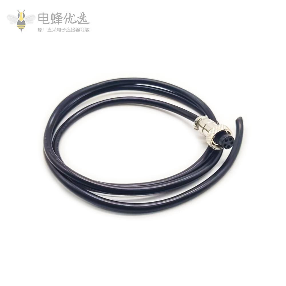 GX12 5芯母头电缆线焊接GX12带线航空插头线1M