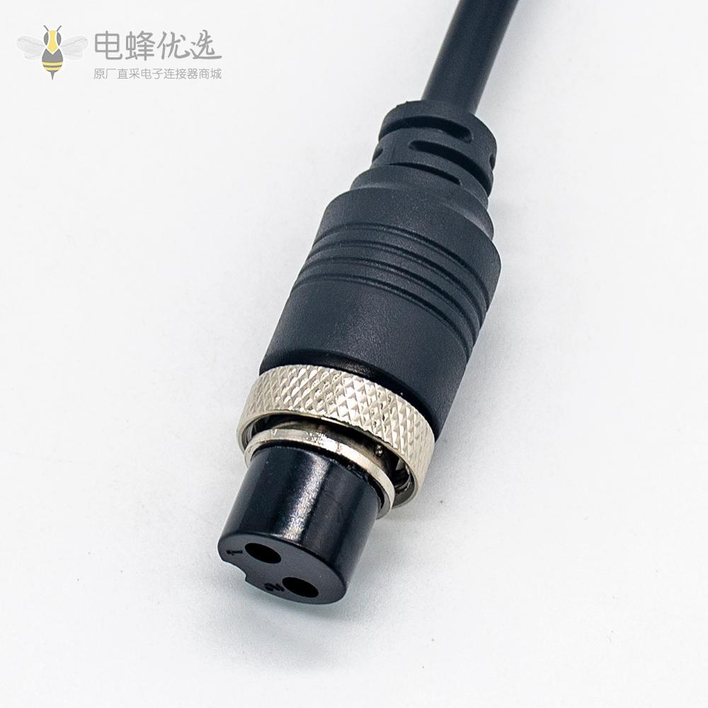 GX16航空插头2芯母头直式接注塑线材