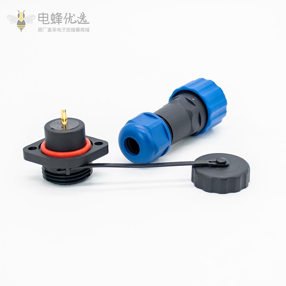 2芯航空SP17直式公插头+母菱形插座2孔法兰面板安装直式