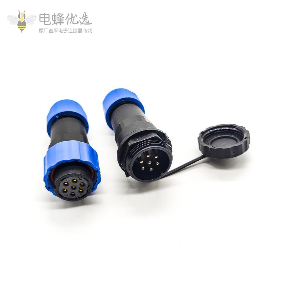 七针航空SP21系列母插头+公插座直式对接款焊接