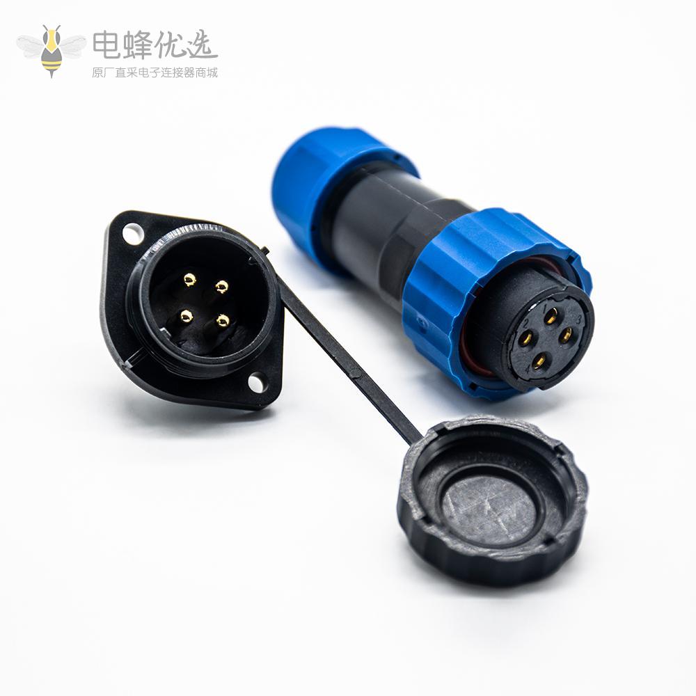 航空插头4孔SP21系列母插头+公菱形插座2孔法兰面板安装