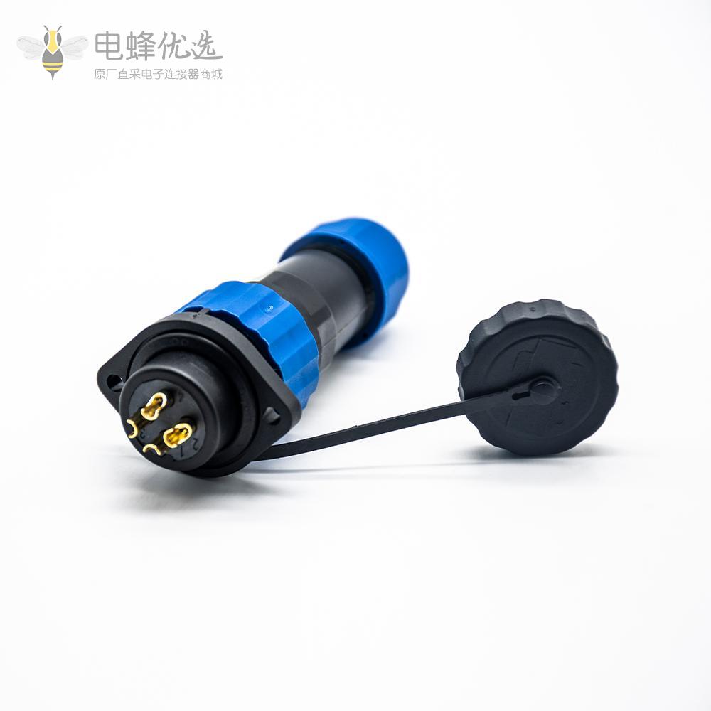 航空插头4孔SP21系列母插头+公菱形插座2孔法兰面板安装