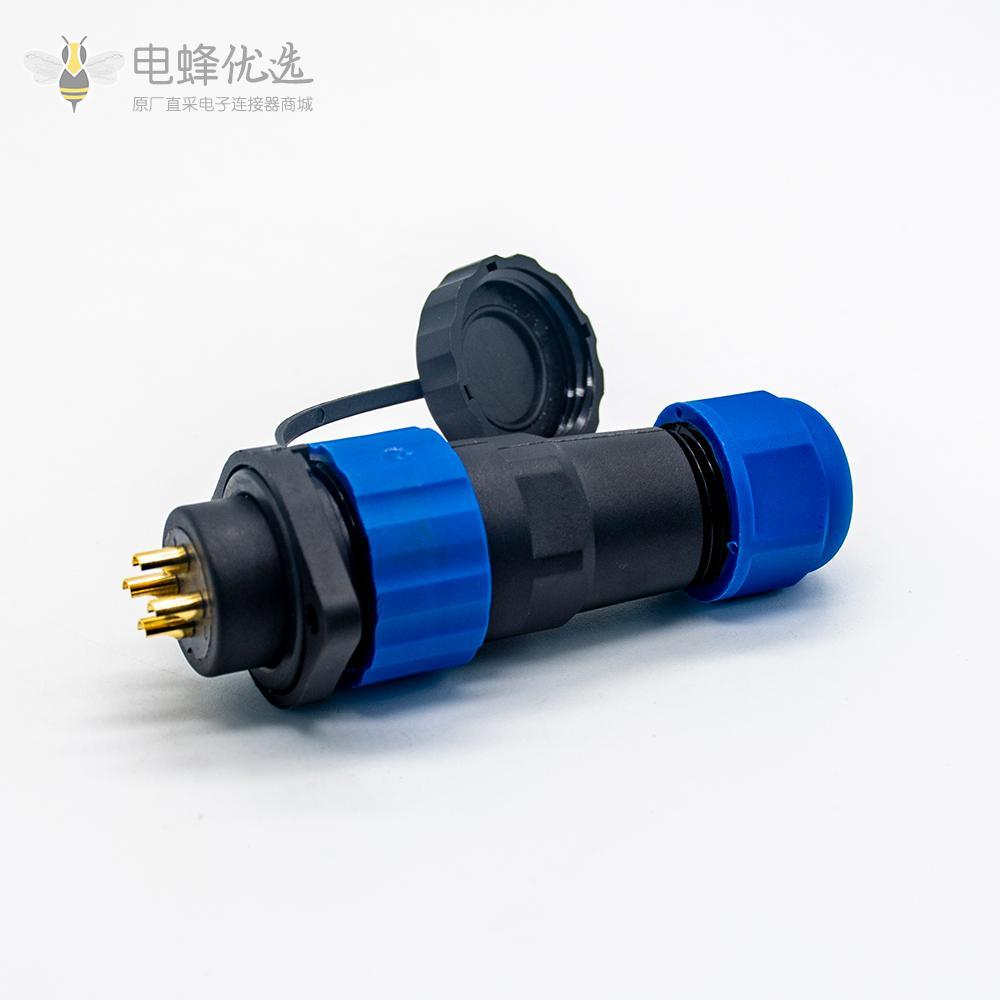 航空插头SP21系列4芯公插头+母菱形插座2孔法兰面板安装